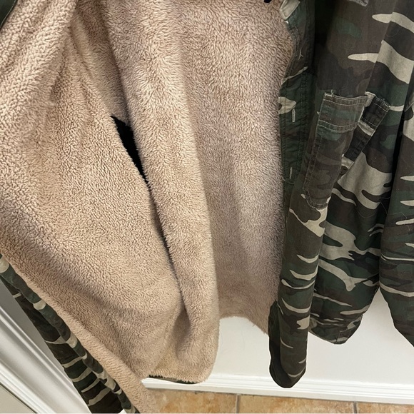 Wrangler Green Camouflage Sherpa Lined 100% Cotton Field Jacket 2XL - Picture 4 of 4